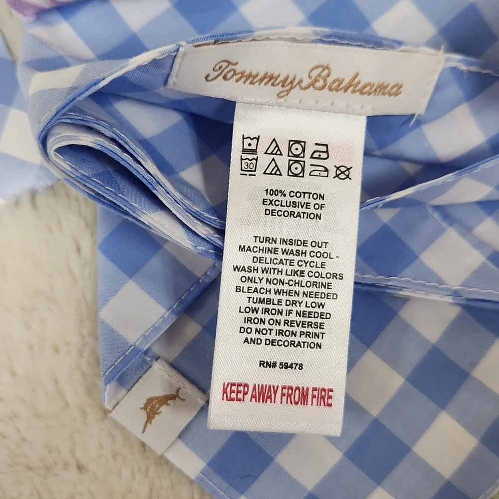 NEW Tommy Bahama Pet Dog Bandana Scarf Set Two-Pack Floral and Gingham Blue